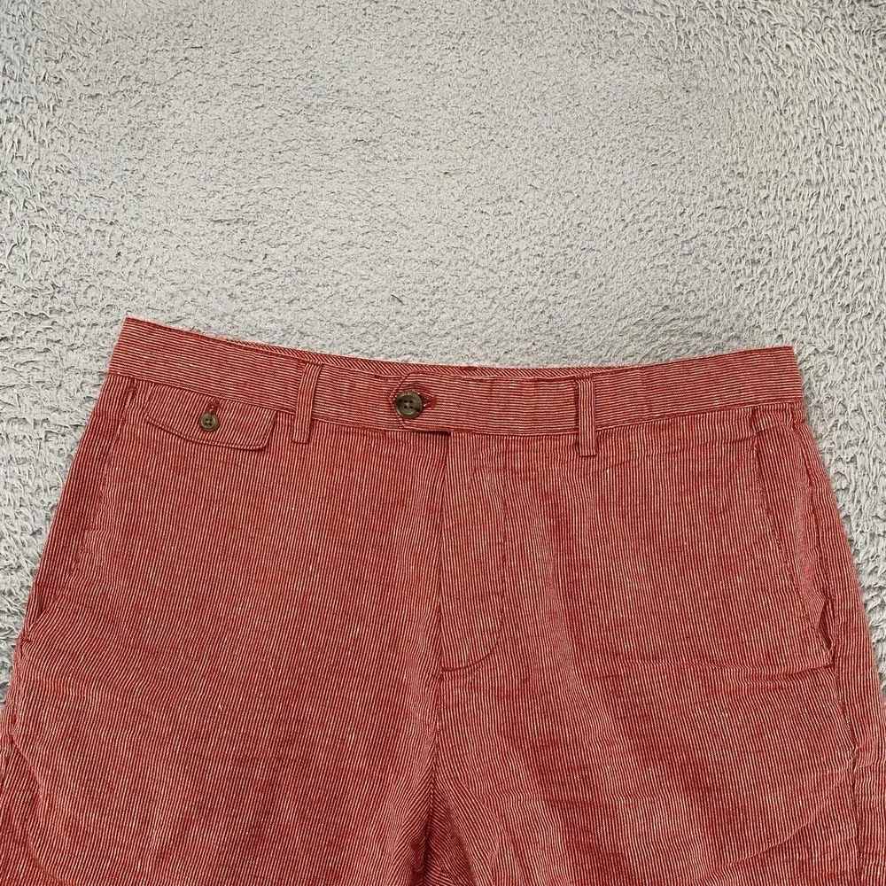 Banana Republic Linen Shorts Mens 32 Red Stripe Chino 7 Inch Summer Beach